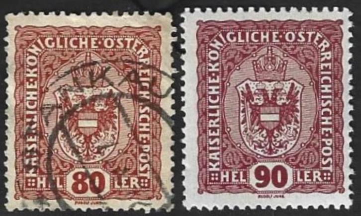 2 Postzegels Wapenschild Oostenrijk 1916, Postzegels en Munten, Postzegels | Europa | Oostenrijk, Postfris, Ophalen of Verzenden