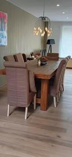Teak massief eettafel en 8 stoelen, Huis en Inrichting, Ophalen, Zo goed als nieuw