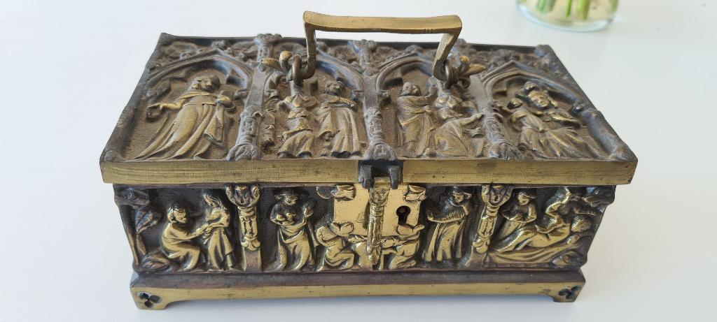 Antiek bronzen kistje - Frankrijk - eind 19e eeuw  Deze hand, Antiek en Kunst, Antiek | Brons en Koper, Ophalen of Verzenden