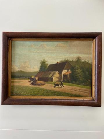 +100 jaar oud schilderij op doek uit 1911 van E. Van Dooren beschikbaar voor biedingen