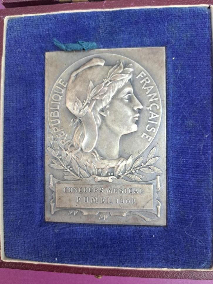 1908 Frankrijk medaille concours musical Fumel, Delande, Postzegels en Munten, Penningen en Medailles, Overige materialen, Verzenden