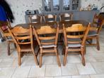 Eiken tafel met 8 bijhorende stoelen, Huis en Inrichting, Ophalen, Eik, Eikenhout, 200 cm of meer