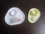 retro vintage 2 vrolijke eierdopjes in melamine kinderen, Ophalen of Verzenden, Huis en Inrichting