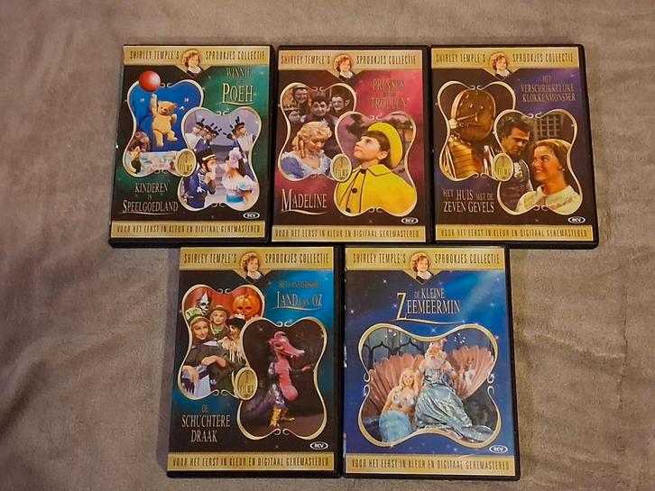 5 dvd´s 9 films, shirley Temple´s sprookjes collectie, Cd's en Dvd's, Dvd's | Klassiekers, Zo goed als nieuw, Overige genres, 1940 tot 1960