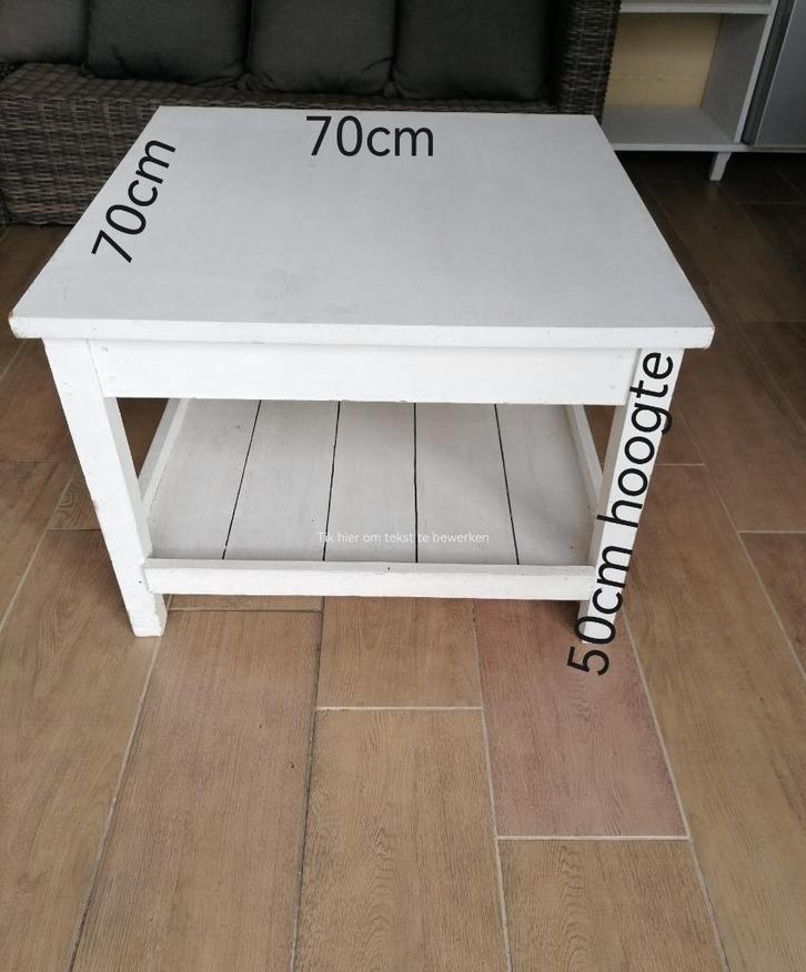 Salontafel wit houten 70/70cm, Huis en Inrichting, Tafels | Salontafels, Zo goed als nieuw, Ophalen