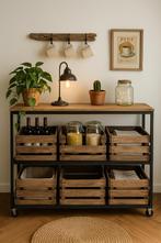 Meubels, planken met houten kisten, Ophalen