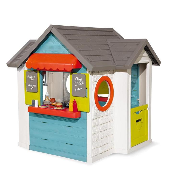 Smoby Chef Speelhuis met Picknicktafel + glijbaan, Kinderen en Baby's, Speelgoed | Buiten | Speelhuisjes, Zo goed als nieuw, Ophalen