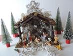 Kerststal met vaste personages, vintage, Diversen, Kerst, Ophalen of Verzenden, Gebruikt