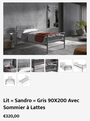 LOT NEUF – Lit Sandro + Matelas + Miroir beschikbaar voor biedingen
