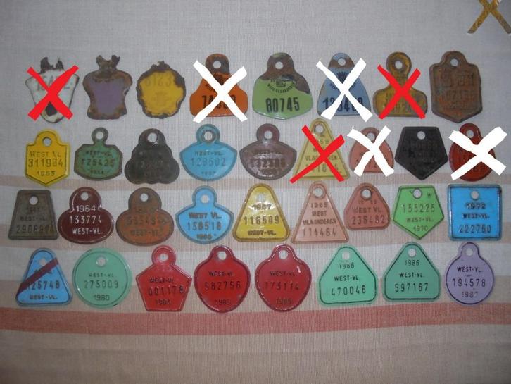 taksplaten west vlaanderen fietsplaten blik en email, Antiek en Kunst, Curiosa en Brocante, Ophalen of Verzenden