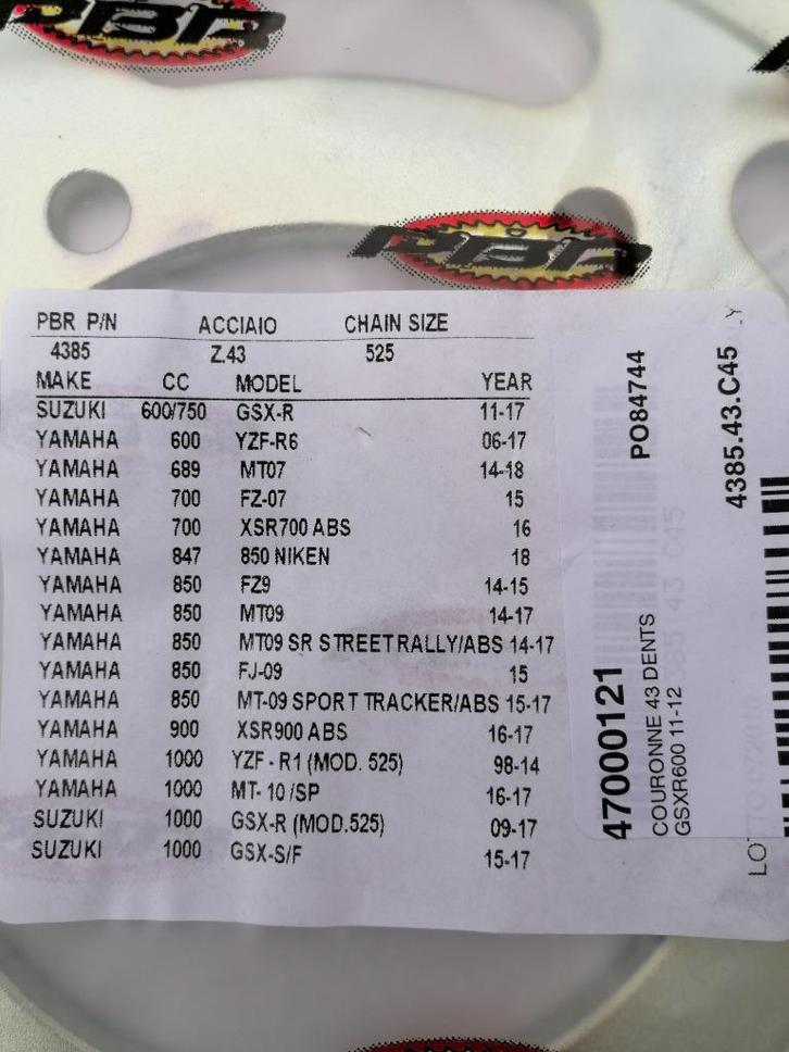 YAMAHA MT-07 TRACER SUZUKI 1000 GSX-R kit pignons chaîne, Motoren, Accessoires | Overige, Nieuw, Ophalen