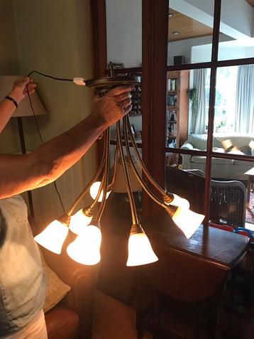 Art nouveaustijl hanglamp met 7 zwenkarmen beschikbaar voor biedingen
