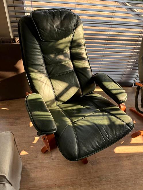 Fauteuil Stressless Vintage cuir et bois, Huis en Inrichting, Fauteuils, Gebruikt, Hout, Leer, Ophalen