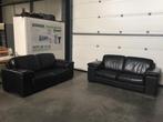 (38) Zwart lederen 2 maal 2 zit, Huis en Inrichting, Ophalen, Gebruikt