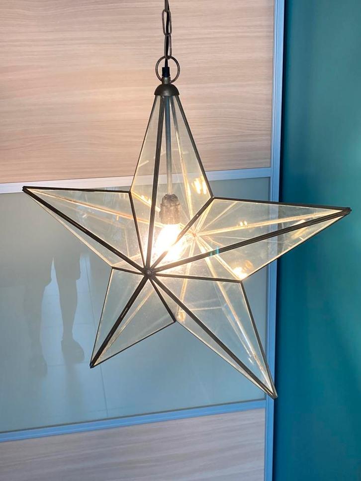 Verlichtingsarmatuur luster ( ster ), Maison & Meubles, Lampes | Suspensions, Comme neuf, Verre, Enlèvement