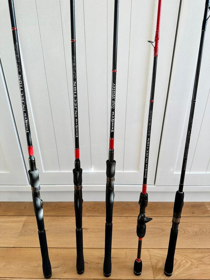 Lot de 4 cannes à pêche Tenryu, Watersport en Boten, Hengelsport | Algemeen, Zo goed als nieuw, Ophalen