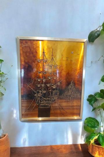Te koop – Vintage Koperets "Tall Ship at Sunset"  beschikbaar voor biedingen