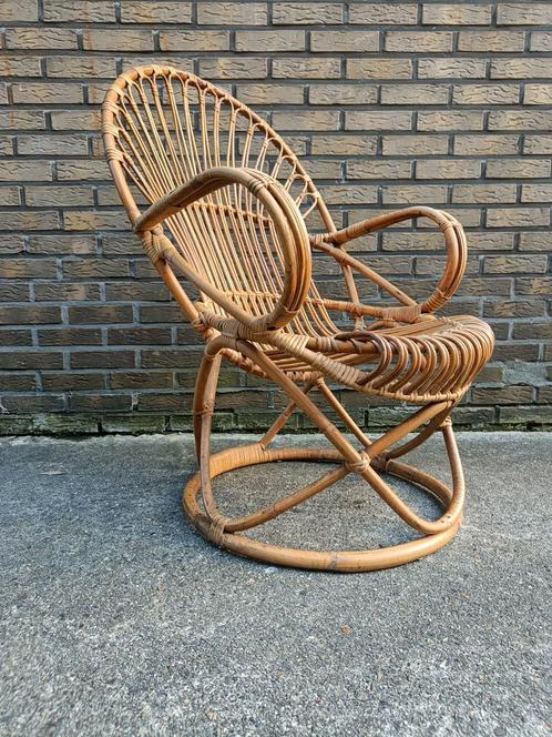 Vintage rotan stoel Rohe Noordwolde jaren 60, Antiek en Kunst, Antiek | Meubels | Stoelen en Sofa's, Ophalen of Verzenden