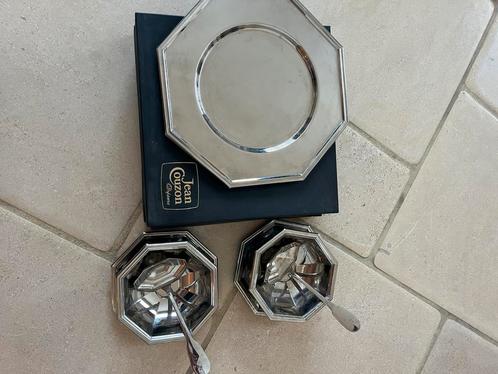 Inox onderborden en sauskommetjes met lepel van Jean Couzon, Huis en Inrichting, Keuken | Servies, Zo goed als nieuw, Bord(en)