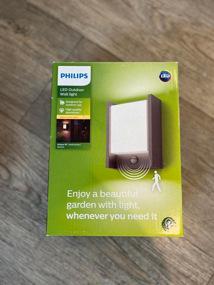 Philips wandlamp LED met sensor NIEUW, Jardin & Terrasse, Éclairage extérieur, Neuf, Appliques murales, Aluminium, Alimentation secteur