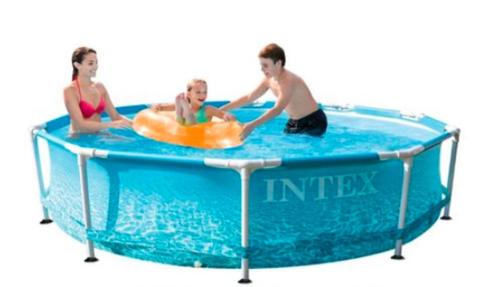 GRATIS  INTEX metalen buitenconstructiie opbouwzwembad, Tuin en Terras, Zwembaden, Gebruikt, Opzetzwembad, 120 cm of meer, Rond