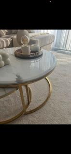 Table doré marbre, Maison & Meubles, Moins de 50 cm, Rond, Comme neuf, Enlèvement