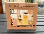 Coffret bambou/verre carafe 4 verres et 4 pailles, Ophalen of Verzenden, Nieuw