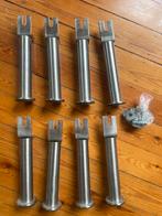 8 Ikea Sultan bedpoten 20cm hoog  zilver / grijs/ metal, Ophalen of Verzenden, Zo goed als nieuw, Grijs