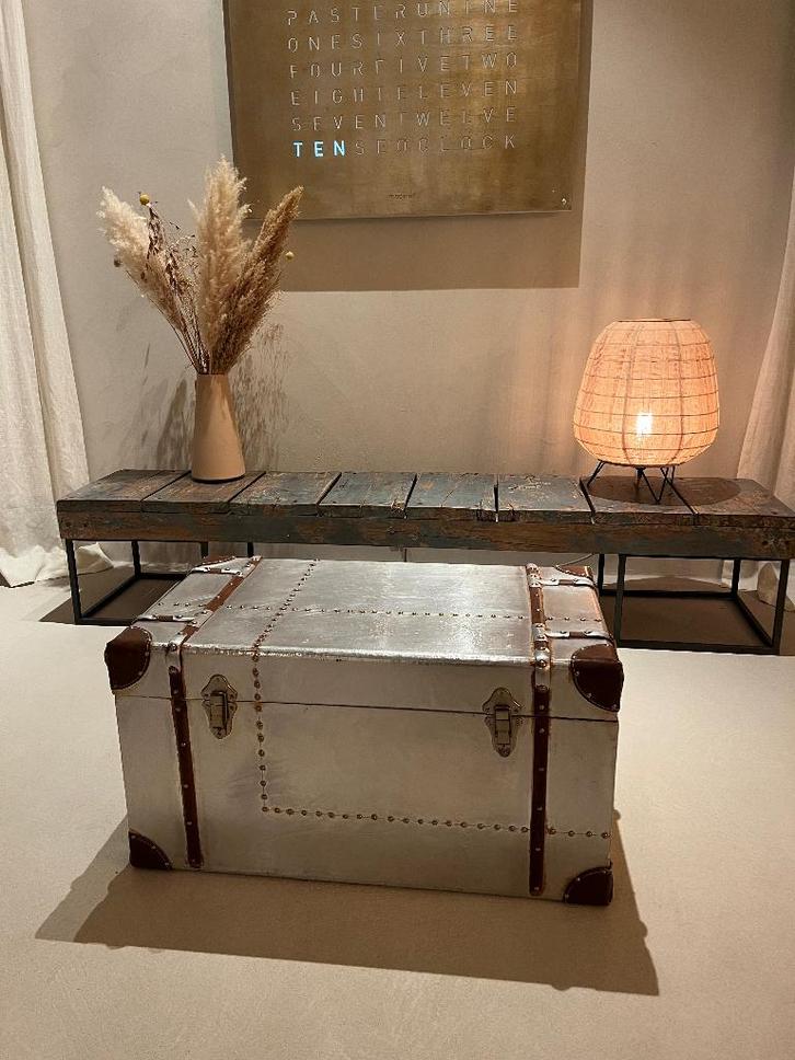 Vintage-look kist (aluminium), Huis en Inrichting, Woonaccessoires | Kisten, Gebruikt, Minder dan 50 cm, 50 tot 75 cm, Minder dan 50 cm