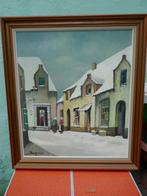 Schilderij oude binnenstad in de winter., Ophalen