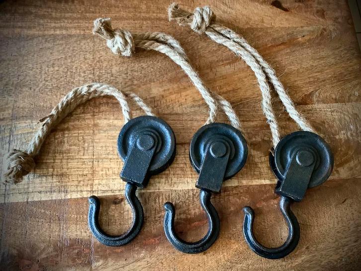 3x Industriële HAAK Katrol 🪝🪝🪝, Huis en Inrichting, Woonaccessoires | Kapstokken, Nieuw, Metaal, Ophalen of Verzenden