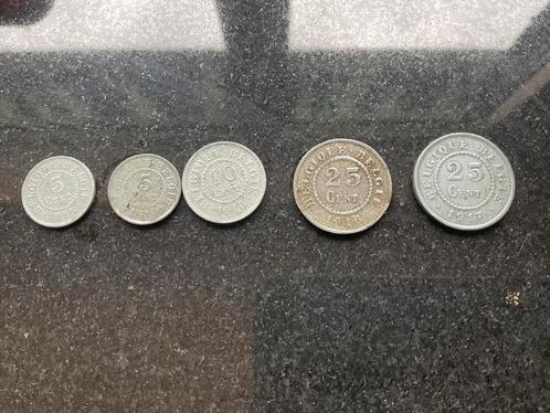 België - 5 tal uitzonderlijke oorlogsmunten WOI, Postzegels en Munten, Munten | België, Setje, Overig, Ophalen of Verzenden