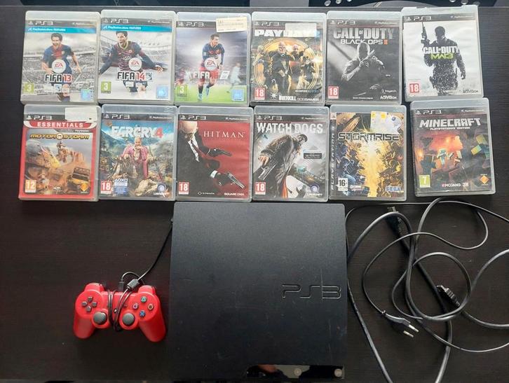 ps3-console + 12 games, Games en Spelcomputers, Spelcomputers | Sony PlayStation 3, Zo goed als nieuw, Slim, Ophalen of Verzenden