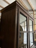 Prachtige antieke vitrine kast met mondgeblazen glas, Antiek en Kunst, Ophalen