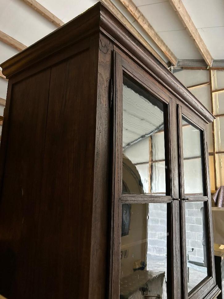 Prachtige antieke vitrine kast met mondgeblazen glas, Antiek en Kunst, Antiek | Meubels | Kasten, Ophalen