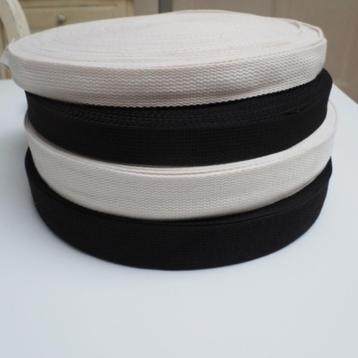 5952) 1m tassenband breedte 25mm / 38mm gebroken wit / zwart beschikbaar voor biedingen