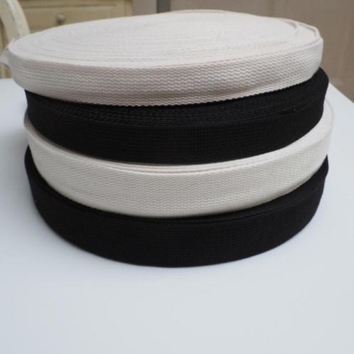 5952) 1m tassenband breedte 25mm / 38mm gebroken wit / zwart, Hobby en Vrije tijd, Naaien en Fournituren, Nieuw, Lint, Band of Elastiek