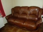 Bruine lederen zitbank. Zit heel comfortabel, Huis en Inrichting, Ophalen, Hout