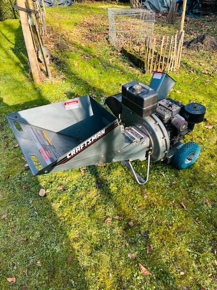 Déchiqueteuse Craftsman puissante 8 CV, Jardin & Terrasse, Déchiqueteurs, Utilisé, Essence, Bac de ramassage, Enlèvement