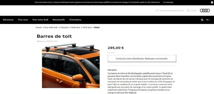 ORIGINEEL: Dakdragers - Audi Q3 en RS Q3 - Ref: 83A071151, Auto-onderdelen, Sidebars, Gebruikt, Ophalen