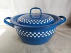 Mooie lustucru blauw witte emaille kookpot / pan, Antiek en Kunst, Ophalen of Verzenden