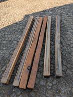 6 volle eikenhouten balken., Gebruikt, Eiken, 50 mm of meer, Balk
