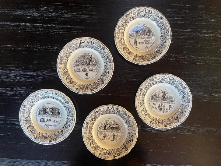 Antieke faience borden, Creil-Montereau, Proverbes / Rébus, Antiquités & Art, Antiquités | Services (vaisselle) pièces, Enlèvement