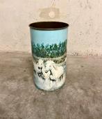 Vintage metalen papiermand paarden, Ophalen, Gebruikt, Metaal, Minder dan 50 cm