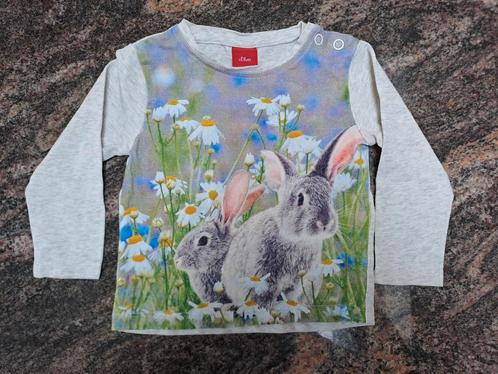 Mt 68 Grijze T-shirt lange mouwen foto konijntjes, Kinderen en Baby's, Babykleding | Maat 68, Zo goed als nieuw, Jongetje of Meisje
