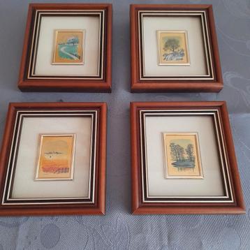 Set van 4 kleine reproducties op 23 karaat bladgoud ( lot). beschikbaar voor biedingen