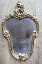Antieke gouden spiegel, Antiek en Kunst, Ophalen, Overige vormen, Minder dan 50 cm, Minder dan 100 cm