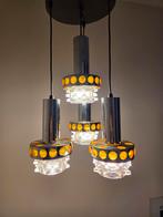 Hanglamp cascade chroom glas jaren 70 80, Huis en Inrichting, Lampen | Hanglampen, Ophalen of Verzenden, Zo goed als nieuw, Glas