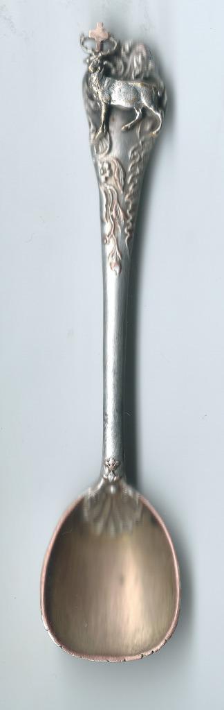 St Hubert zilver-vermeil kleine lepel, Antiek en Kunst, Antiek | Religieuze voorwerpen, Ophalen of Verzenden