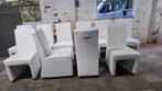 10 luxe lederen eetkamer stoelen, Huis en Inrichting, Ophalen, Gebruikt, Wit, Leer